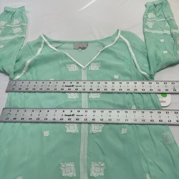 NWT Chloe Oliver Anthropologie Monica Blouse Embroidered Mint Top Size Large New - Picture 10 of 12